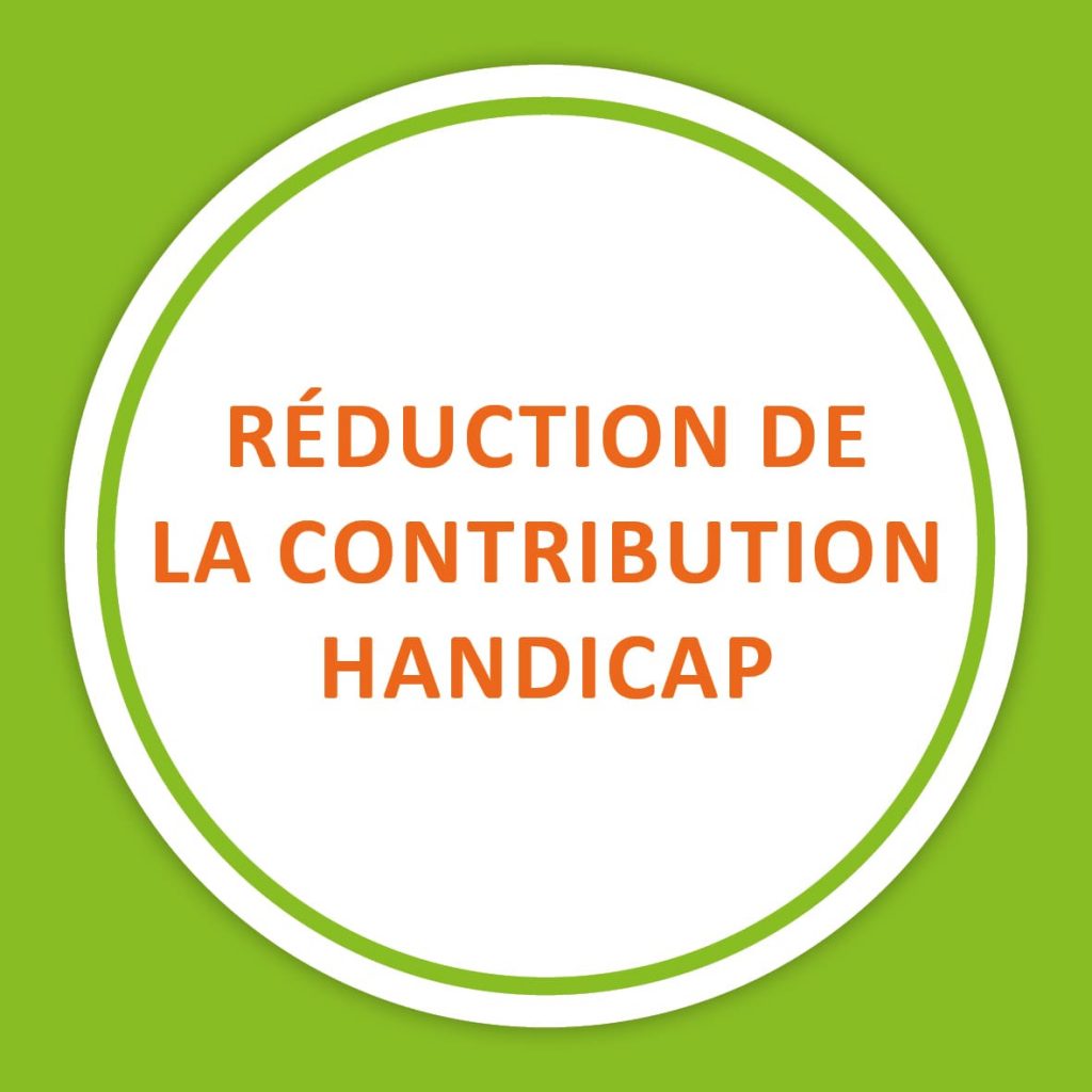 Visuel avec le texte Réduction de la contribution Handicap